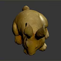 Golden Rabbit Statue In Sitting Position With Shiny Metallic Finish Against Dark Background