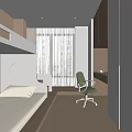 Modern Kids Room Interior With Bunk Bed Green Chair Desk And White Cabinets