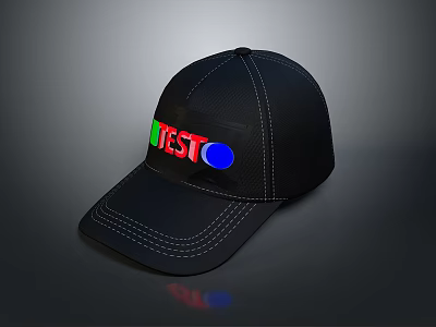 Black Cap With Colorful TESTO Logo For Daily Lifestyle Use 3d model
