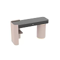 Modern Minimalist Desk With Black Tabletop Beige Support And Gold Accents