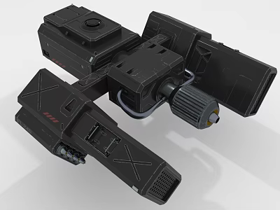 Black Spacecraft Model with Modular Structure and Detailed Thruster Components for Space Missions 3d model