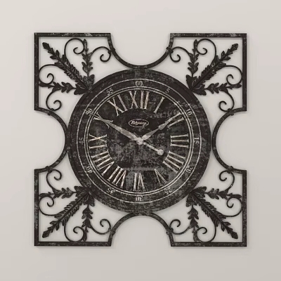 Vintage Square Wall Clock With Decorative Iron Frame And Roman Numerals 3d model