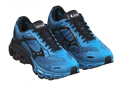 PEAK Blue Running Shoes With Mesh Upper Black Laces And Durable Outsole 3d model