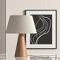 Solid wood table lamp linen lampshade 3d model