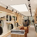 Modern Clothing Store Interior With Suits Mannequins Shelves And Lighting