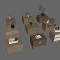Wooden Bedside Tables in Various Styles With Drawers Flower Vases And Books On Top