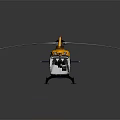 Yellow And Black Helicopter With White Rotor Blades And Blue Tail Design