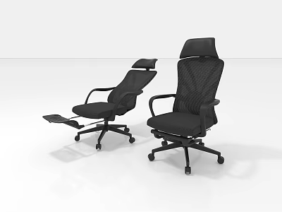 Modern Black Ergonomic Office Chairs With Mesh Back Swivel And Adjustable Footrest 3d model