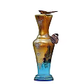 Glossy Decorative Ceramic Vase With Gold Blue Gradient And Butterflies On White Background