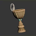 Golden Trophy With Laurel Wreath Ornament And Intricate Stem Base Design