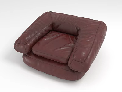 Burgundy Leather Single Sofa Modern Design With Armrests And Comfortable Backrest 3d model