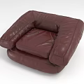 Burgundy Leather Single Sofa Modern Design With Armrests And Comfortable Backrest