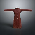 Long Brown Leather Coat With Button Front And Simple Design Isolated On Gray Background 3d model