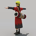 Anime Character Blonde Hair Red Robe Black Sleeves Orange Pants Carrying Scroll Arms Outstretched
