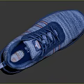 Blue Sports Shoes With Knitted Upper And Pink Stripe For Casual Daily Use