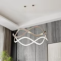 Modern Twisted Curved Chandelier With LED Light In Living Room Interior