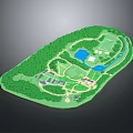 Rural Self Built House Design Layout Featuring Green Lawn Water Pond And Pathway