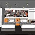 Modern Hotel Room Interior With Large Bed Art Wall TV And Wooden Flooring