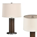 Sleek Table Lamps With Beige Fabric Shades And Dark Brown Bases