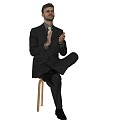 Sitting Men's Suit Men's European and American Whites 3d model