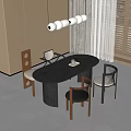 Modern Dining Table and Chair Combination Dining Chair Dining Table Chandelier 3d model