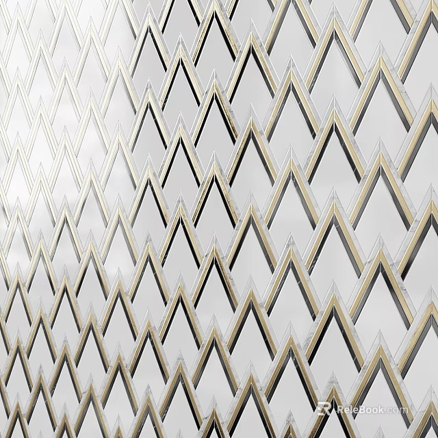 Geometric Diamond Pattern Components With White And Gold For Decorative Wall 3d model