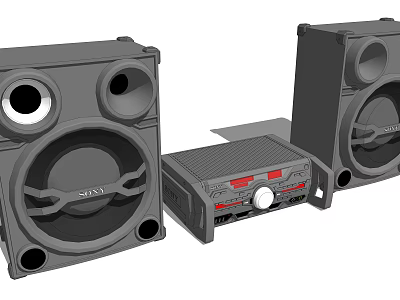 Home Audio System With Two Speakers And Control Unit For High Quality Sound 3d model