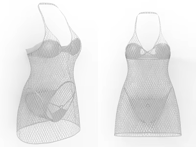 Sheer Mesh Sling Dress For Women With Fitted Style And Sheer Fabric Design 3d model