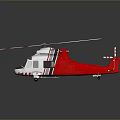 Red and White Helicopter with Rotors and Sleek Fuselage on Dark Background