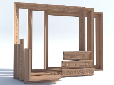 Decorative Ornate Plaster Moldings with Intricate Carved Patterns for Interior Wall Ceiling Design 3d model