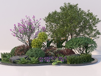 modern plant combination arbor shrub group 3d model