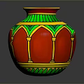Colorful Decorative Vase For Home With Red Green And Yellow Patterns
