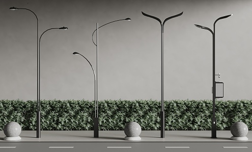 Street lights, garden lights, high pole lights, roadblocks 3d model