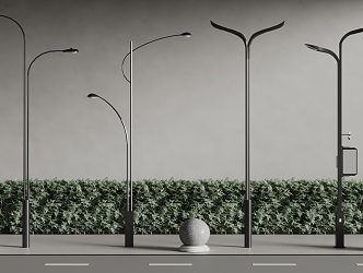 Street lights, garden lights, high pole lights, roadblocks 3d model