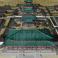 Ancient Chinese Architecture with Green Roofs Courtyard Layout and Traditional Palace Structures