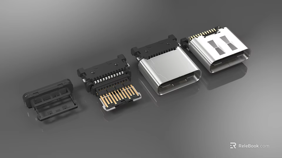 Modern Sleek Switch Panel Components With Metal Construction And Multiple Ports 3d model