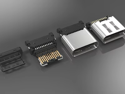 Modern Sleek Switch Panel Components With Metal Construction And Multiple Ports 3d model
