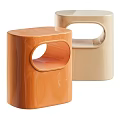 Orange And Beige Square Shaped Side Tables With Circular Cutout Design 3d model