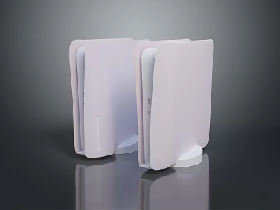 Modern White Computer Towers With Sleek Curved Design And Reflective Base Units 3d model