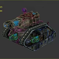 Sci-Fi Battle Tank Featuring Blue Components Green Details and Metallic Tracks