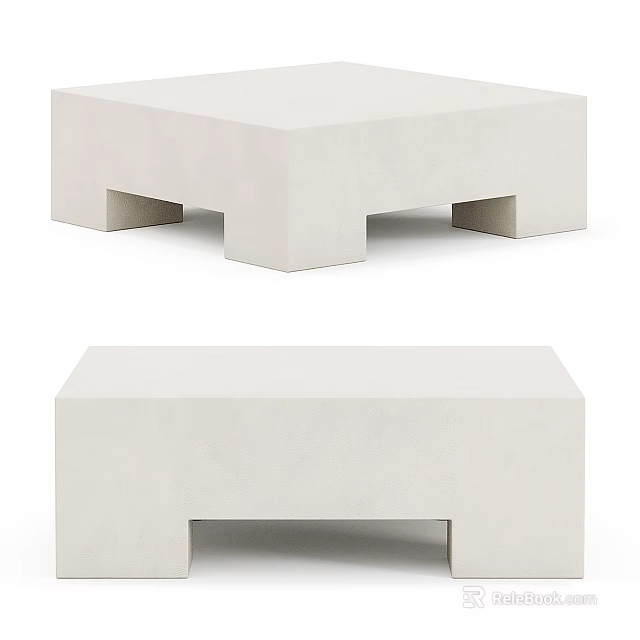 Minimalist Modern White Coffee Table Featuring Square Shape And Simple Geometric Base 3d model 