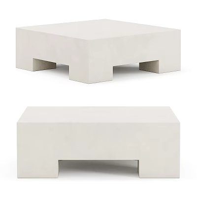 Minimalist Modern White Coffee Table Featuring Square Shape And Simple Geometric Base 3d model