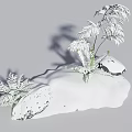 White Sculpture Carving With Fern Plant Decor And Artistic Design Elements