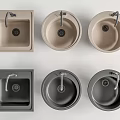 Modern Kitchen Sink Designs Square Round Shapes Beige Dark Gray With Faucet