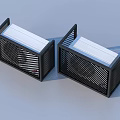 Two Black Square Speakers With Grid Design Front Panel And Modern Home Use 3d model