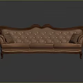 Classic Style Three Seater Sofa With Tufted Design Carved Details And Accent Pillows