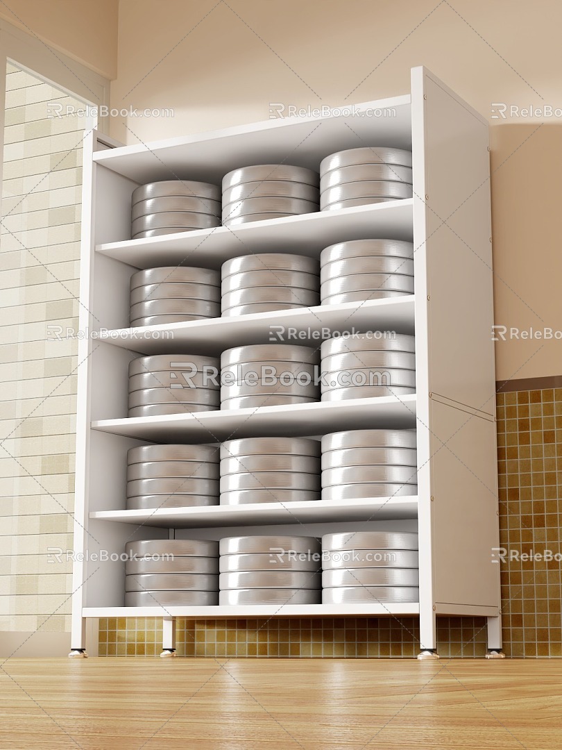 Household Kitchen Storage Cabinet Carbon Steel Moisture-proof Floor Multi-layer Storage Rack Pot Bowl Tableware Multifunctional Cabinet Formaldehyde-free 3d model