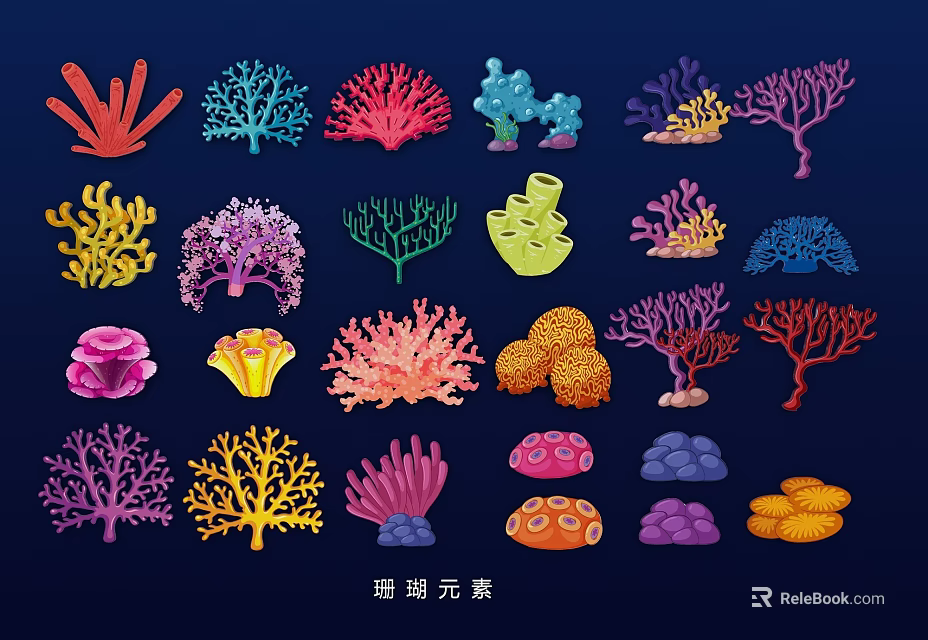 Colorful Coral Hanging Ornaments With Various Shapes And Marine Theme For Home Decor 3d model 