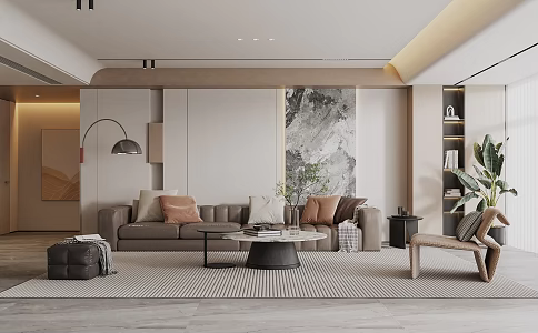 Simple Home Living Room Sofa Background Wall Chair Coffee Table Painting 3d model