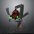 Mechanical Creature Character With Red Head Green Eyes And Metal Legs Design